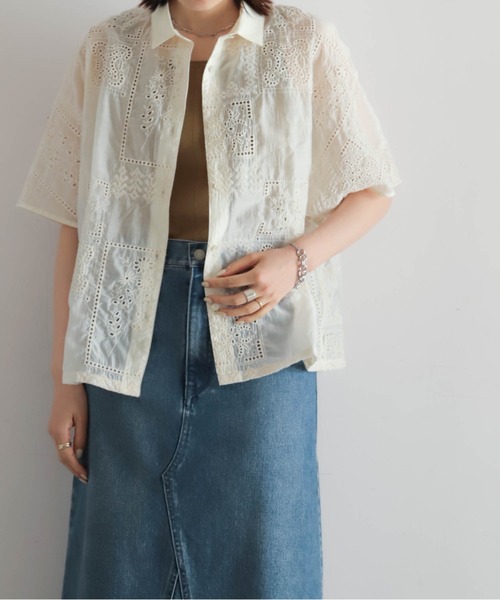 NOMBRE IMPAIR(ノンブルアンペール)の「テンセル刺繍 衿付きショートシャツ(シャツ/ブラウス・レディース・キナリ・FREE)」の21枚目の写真