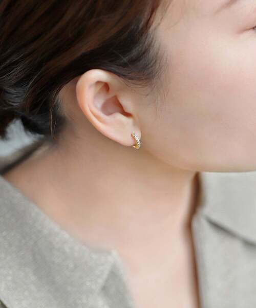 ビジューフープピアス[silver925]（ピアス（両耳用））｜ANEMONE 