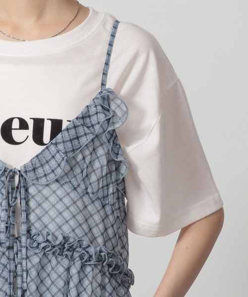 LAKOLE（ラコレ）の「シアーチェックフリルワンピース / 322160（ワンピース・レディース・ブルー/チャコールグレー/ベージュ・FREE）」の8枚目の写真