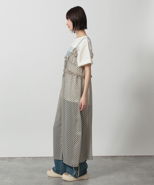 LAKOLE（ラコレ）の「シアーチェックフリルワンピース / 322160（ワンピース・レディース・ブルー/チャコールグレー/ベージュ・FREE）」の12枚目の写真