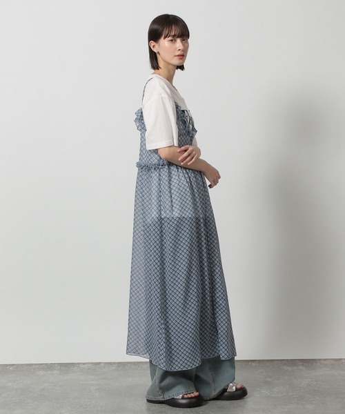 LAKOLE（ラコレ）の「シアーチェックフリルワンピース / 322160（ワンピース・レディース・ブルー/チャコールグレー/ベージュ・FREE）」の15枚目の写真