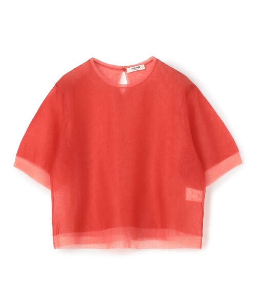 MACPHEE(マカフィー)の「シアーレイヤー クルーネックプルオーバー(ニット/セーター・レディース・ベージュ/ネイビー/レッド/キャメル・S)」の4枚目の写真