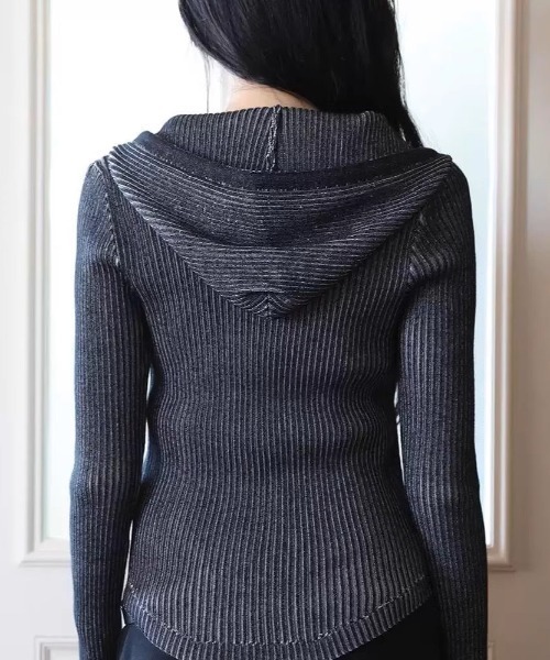 パーカー A'GEM/9 × .kom 「.KOM/ドットケーオーエム」 ニットフードジップアップパーカー レディース メンズ A'GEM/9 × .kom 『.KOM/ドットケーオーエム』 ニットフード