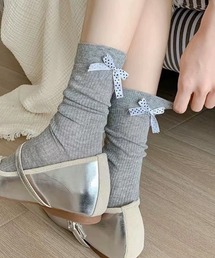 ROOPTOKYO（ループトウキョウ）の「Dot ribbon midriff socks /ドットリボン ミドルソックス（ソックス/靴下）」