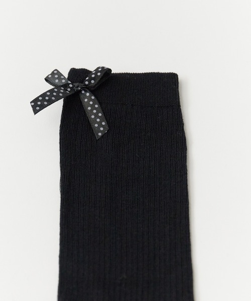 ROOPTOKYO（ループトウキョウ）の「Dot ribbon midriff socks /ドットリボン ミドルソックス（ソックス/靴下・レディース・ホワイト/ブラック/グレー/ダークグレー/杢グレー・FREE）」の8枚目の写真