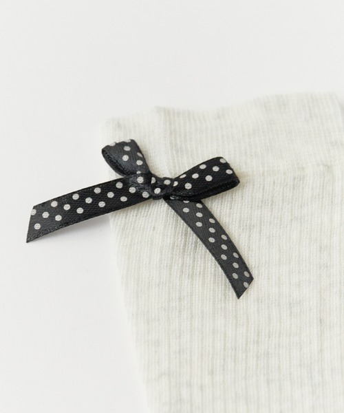 ROOPTOKYO（ループトウキョウ）の「Dot ribbon midriff socks /ドットリボン ミドルソックス（ソックス/靴下・レディース・ホワイト/ブラック/グレー/ダークグレー/杢グレー・FREE）」の7枚目の写真