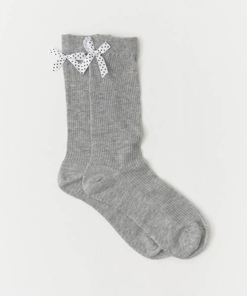 ROOPTOKYO（ループトウキョウ）の「Dot ribbon midriff socks /ドットリボン ミドルソックス（ソックス/靴下・レディース・ホワイト/ブラック/グレー/ダークグレー/杢グレー・FREE）」の15枚目の写真