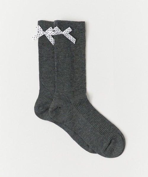 ROOPTOKYO（ループトウキョウ）の「Dot ribbon midriff socks /ドットリボン ミドルソックス（ソックス/靴下・レディース・ホワイト/ブラック/グレー/ダークグレー/杢グレー・FREE）」の16枚目の写真