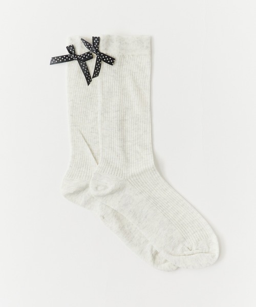 ROOPTOKYO（ループトウキョウ）の「Dot ribbon midriff socks /ドットリボン ミドルソックス（ソックス/靴下・レディース・ホワイト/ブラック/グレー/ダークグレー/杢グレー・FREE）」の17枚目の写真
