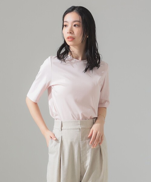 Demi-Luxe BEAMS（デミルクス ビームス）の「スーピマコットン スムース Tシャツ（Tシャツ/カットソー・レディース・チャコールグレー/ホワイト/ピンク/ミント・ONE SIZE）」の17枚目の写真