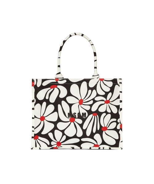 MSGM(エムエスジーエム)の「【NEW】サイケデリックデイジー キャンバストートバッグ(トートバッグ・レディース・ブラック×イエロー/ブラック×ホワイト・ONE SIZE)」の1枚目の写真