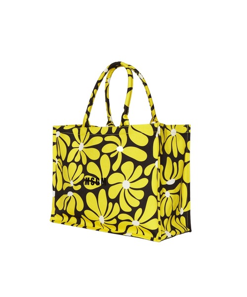 MSGM(エムエスジーエム)の「【NEW】サイケデリックデイジー キャンバストートバッグ(トートバッグ・レディース・ブラック×イエロー/ブラック×ホワイト・ONE SIZE)」の4枚目の写真