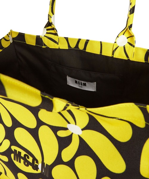 MSGM(エムエスジーエム)の「【NEW】サイケデリックデイジー キャンバストートバッグ(トートバッグ・レディース・ブラック×イエロー/ブラック×ホワイト・ONE SIZE)」の5枚目の写真