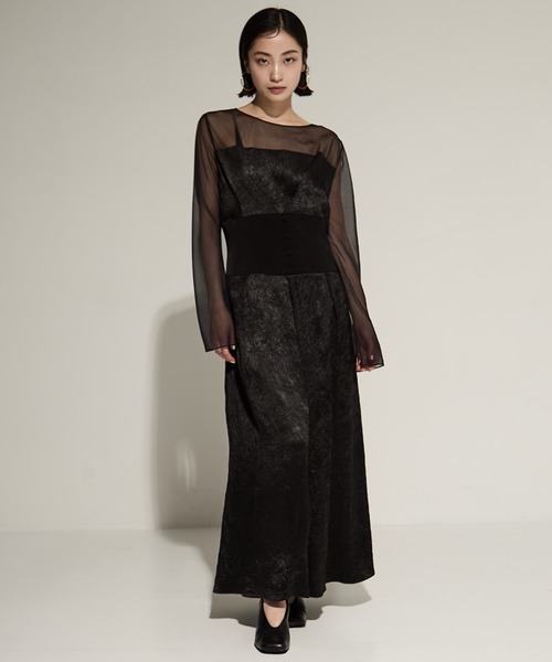 STUDIOUS(ステュディオス)の「【STUDIOUS/ステュディオス】Sheer Shoulder Dress/シアーショルダードレス/ワンピース(ワンピース・レディース・ブラック/ミント・1/2)」の18枚目の写真