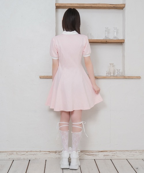 Honey Cinnamon（ハニーシナモン）の「ロゴチャームAラインポロワンピース（ワンピース・レディース・ブラック/ピンク・FREE）」の9枚目の写真