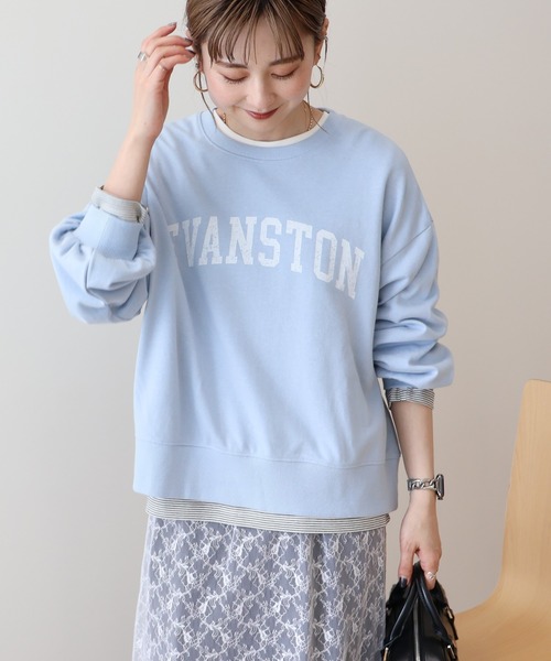 AMERICAN HOLIC(アメリカンホリック)の「EVANSTON ミニ裏毛プルオーバー(スウェット・レディース・グレー系その他/ネイビー/サックスブルー/ライトピンク・L/M)」の3枚目の写真