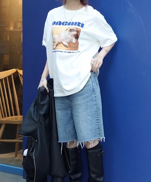 TEEN BOOP(ティーンブープ)の「CATフォトTee(Tシャツ/カットソー・レディース・ブラック/ホワイト・FREE)」の6枚目の写真