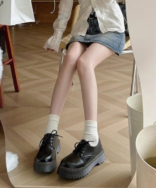 Ritzy（リッツィー）の「厚底 レースアップシューズ（ローファー・レディース・ブラック・23/23.5/24/24.5/25）」の6枚目の写真