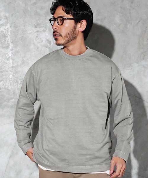 jiggys shop(ジギーズショップ)の「フェード ピグメント加工 クルーネック ロンT カットソー(Tシャツ/カットソー・メンズ・ライトブルー/グレー/パープル/ブラック系その他/ライトピンク・LARGE/X-LARGE/MEDIUM)」の2枚目の写真