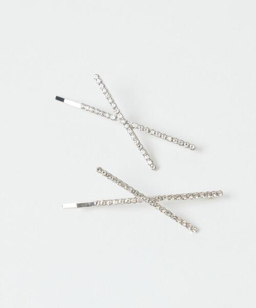 WEGO(ウィゴー)の「WEGO/【2点セット】ビジュークロスピン(ヘアピン・レディース・シルバー・FREE)」の1枚目の写真
