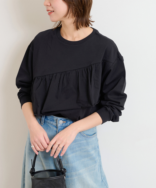 プルオーバー ロングスリーブ Tシャツ フリル クルーネック全2色 WEB限定追加》フリルプルオーバーロングスリーブ（Tシャツ