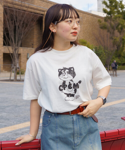 CPCM（シーピーシーエム）の「CPCMマスコットキャラT（Tシャツ/カットソー・レディース・オレンジ/ホワイト/ブラック/ネイビー/ライム/イエロー/レッド/ホワイト系その他/オリーブ・MEDIUM/X-LARGE/SMALL/LARGE）」の1枚目の写真