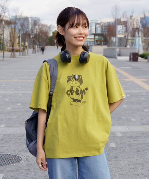 CPCM（シーピーシーエム）の「CPCMマスコットキャラT（Tシャツ/カットソー・レディース・オレンジ/ホワイト/ブラック/ネイビー/ライム/イエロー/レッド/ホワイト系その他/オリーブ・MEDIUM/X-LARGE/SMALL/LARGE）」の5枚目の写真