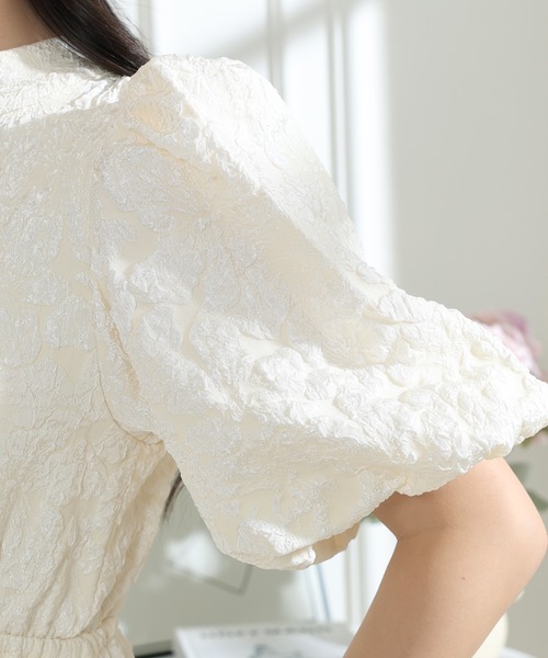 Lace Ladies(レースレディース)の「フラワー ジャガード バックリボン パフスリーブ ワンピース(ワンピース・レディース・ブラック/アイボリー/ピンク・FREE/S)」の19枚目の写真