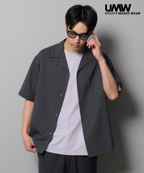 BAYFLOW（ベイフロー）の「【吸水速乾・UVケア】UMWオープンカラー半袖シャツ[セットアップ可]（シャツ/ブラウス・メンズ・ブルー/チャコール/ライトグリーン・MEDIUM/LARGE/SMALL）」の2枚目の写真