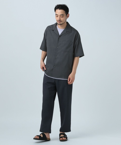 BAYFLOW（ベイフロー）の「【吸水速乾・UVケア】UMWオープンカラー半袖シャツ[セットアップ可]（シャツ/ブラウス・メンズ・ブルー/チャコール/ライトグリーン・MEDIUM/LARGE/SMALL）」の6枚目の写真