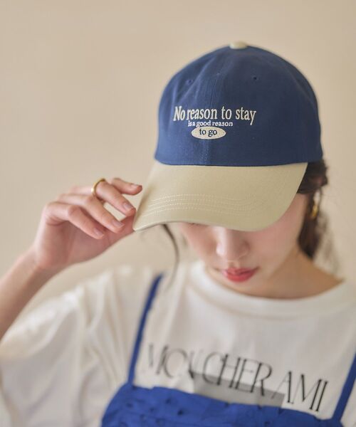 earth music&ecology（アースミュージックアンドエコロジー）の「ロゴ刺繍配色ツイルキャップ（キャップ・レディース・ネイビー/アイボリー/オフホワイト・FREE）」の20枚目の写真
