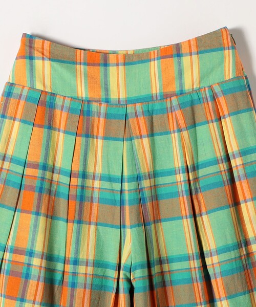 SHIPS any(シップス エニィ)の「SHIPS any:〈洗濯機可能〉マドラス チェック タック フレア パンツ(その他パンツ・レディース・オレンジ/グリーン・ONE SIZE)」の14枚目の写真