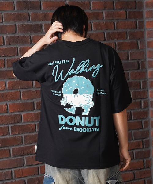 1111clothing(ワンフォークロージング)の「ドーナツモチーフ ビッグTシャツ / Donut motif Big T-shirt(Tシャツ/カットソー・メンズ・ブルー系/ブラック/ホワイト・L/M)」の5枚目の写真