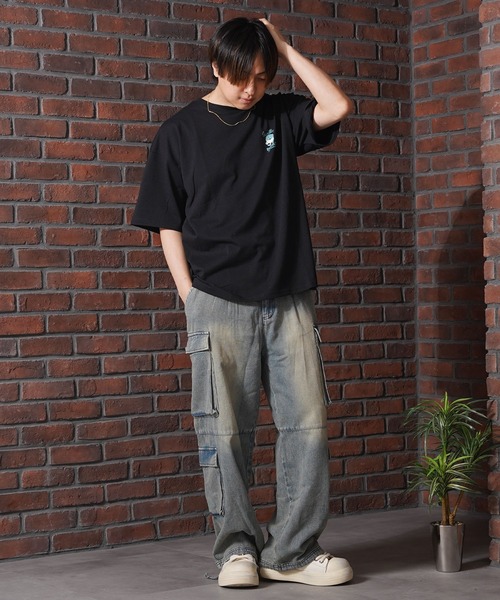1111clothing(ワンフォークロージング)の「ドーナツモチーフ ビッグTシャツ / Donut motif Big T-shirt(Tシャツ/カットソー・メンズ・ブルー系/ブラック/ホワイト・L/M)」の6枚目の写真
