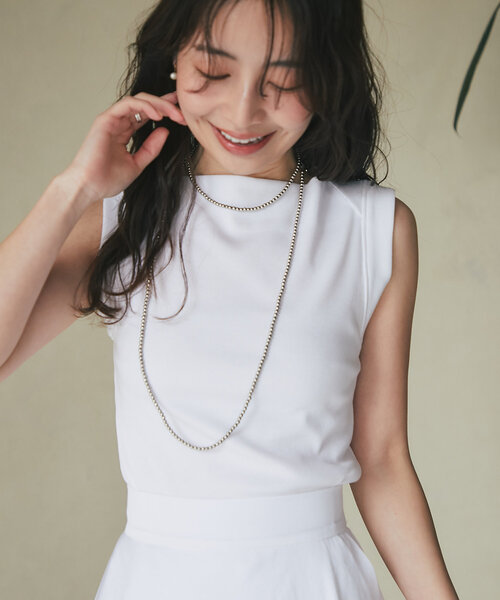 La boutique BonBon(ラブティックボンボン)の「【夏のヘルシーコーデ】リブタンク(Tシャツ/カットソー・レディース・ブラック/グレイッシュベージュ/ホワイト/ピンク・FREE)」の5枚目の写真