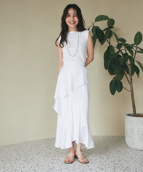 La boutique BonBon(ラブティックボンボン)の「【夏のヘルシーコーデ】リブタンク(Tシャツ/カットソー・レディース・ブラック/グレイッシュベージュ/ホワイト/ピンク・FREE)」の9枚目の写真