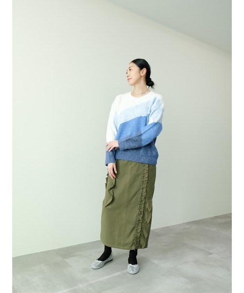 DOLLUPOOPS(ドールアップウップス)の「ミックスフリルカツラギタイトスカート(スカート・レディース・カーキ/ブラック/レンガ/ブラウン・38)」の11枚目の写真