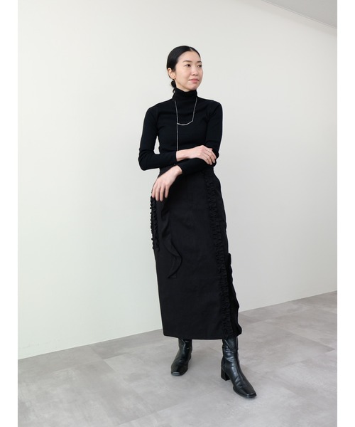 DOLLUPOOPS(ドールアップウップス)の「ミックスフリルカツラギタイトスカート(スカート・レディース・カーキ/ブラック/レンガ/ブラウン・38)」の9枚目の写真