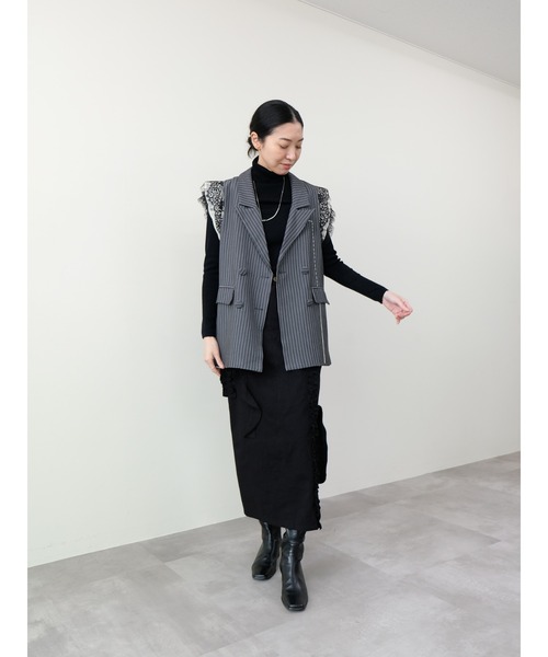 DOLLUPOOPS(ドールアップウップス)の「ミックスフリルカツラギタイトスカート(スカート・レディース・カーキ/ブラック/レンガ/ブラウン・38)」の10枚目の写真