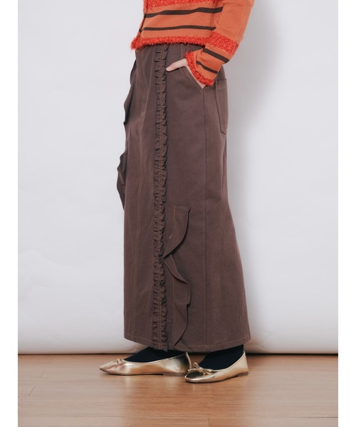 DOLLUPOOPS(ドールアップウップス)の「ミックスフリルカツラギタイトスカート(スカート・レディース・カーキ/ブラック/レンガ/ブラウン・38)」の6枚目の写真