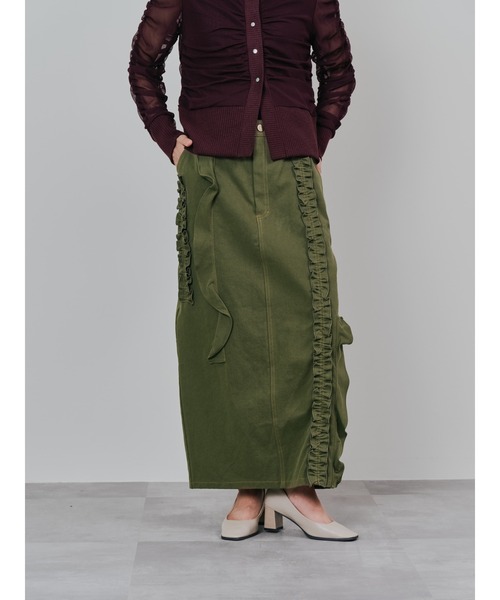 DOLLUPOOPS(ドールアップウップス)の「ミックスフリルカツラギタイトスカート(スカート・レディース・カーキ/ブラック/レンガ/ブラウン・38)」の15枚目の写真