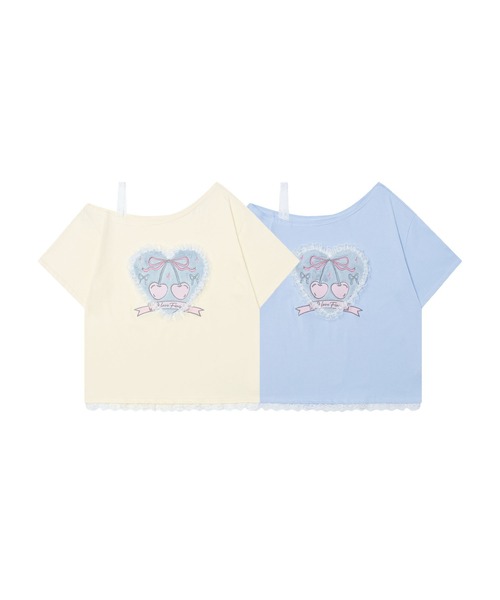 HOOK(フック)の「レースリボンハートTシャツ (SS)(Tシャツ/カットソー・レディース・ライトベージュ/ブルー・SMALL/MEDIUM)」の12枚目の写真