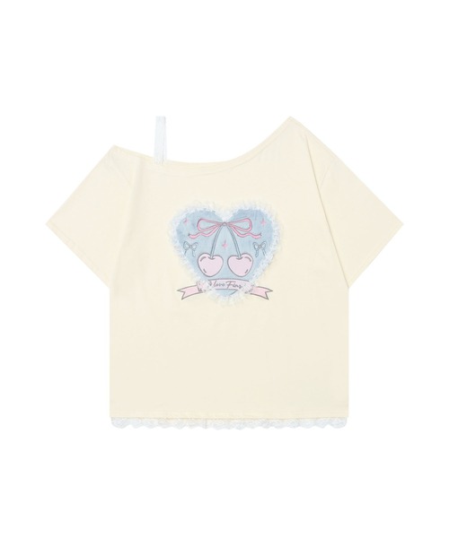 HOOK(フック)の「レースリボンハートTシャツ (SS)(Tシャツ/カットソー・レディース・ライトベージュ/ブルー・SMALL/MEDIUM)」の14枚目の写真