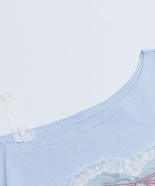 HOOK(フック)の「レースリボンハートTシャツ (SS)(Tシャツ/カットソー・レディース・ライトベージュ/ブルー・SMALL/MEDIUM)」の8枚目の写真