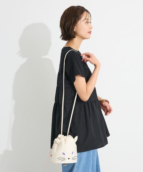 CRAFT STANDARD BOUTIQUE(クラフトスタンダードブティック)の「パフネコ巾着ショルダー(ショルダーバッグ・レディース・アイボリー/ブラック/グレー・FREE)」の15枚目の写真