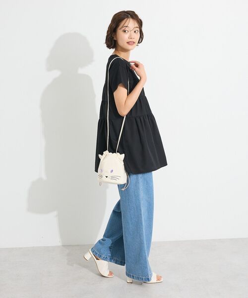 CRAFT STANDARD BOUTIQUE(クラフトスタンダードブティック)の「パフネコ巾着ショルダー(ショルダーバッグ・レディース・アイボリー/ブラック/グレー・FREE)」の16枚目の写真