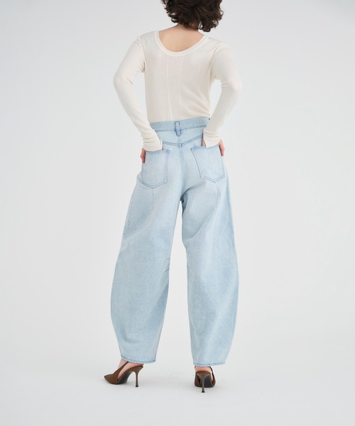 RITAN（リタン）の「【RITAN/リタン】Curve Denim Pants/カーブデニムパンツ（デニムパンツ・レディース・インディゴブルー/グレー・1/2）」の8枚目の写真