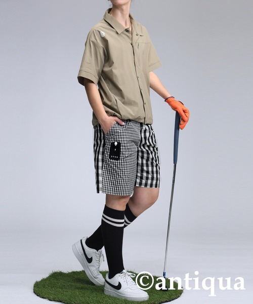 antiqua(アンティカ)の「【STCH】チェックハーフパンツ(その他パンツ・レディース・ネイビー/グリーン/ブラック・ML/LXL)」の4枚目の写真