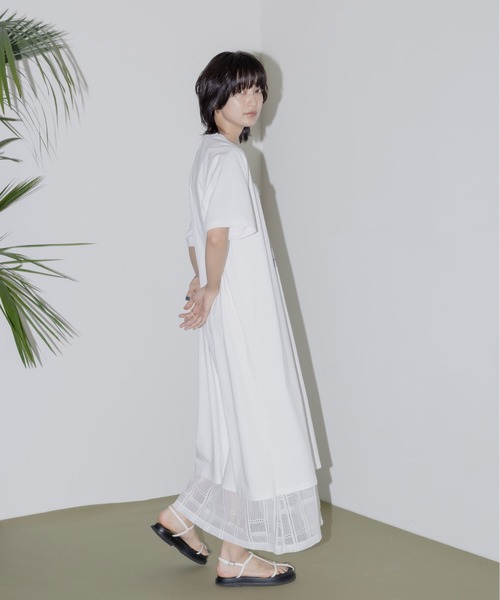 ワンピース　スイング　part8 レースインナー付きモノクロフォトptカットソーワンピース Eimee