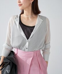 美品 イエナ イタリア糸 カシミヤ混 クルーネックカーディガン